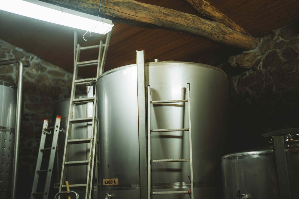 Steel tanks in the bodega cellar
