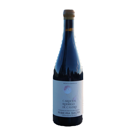 Cardenal Rodrigo de Castro Barrica 12 Meses, chestnut barrel aged Mencía bottle