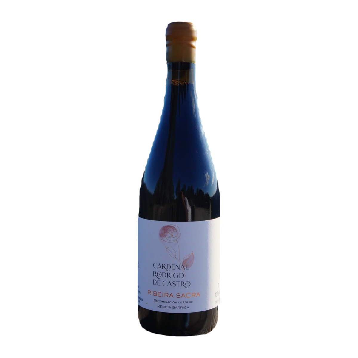 Cardenal Rodrigo de Castro Barrica 7 Meses, chestnut barrel aged Mencia bottle